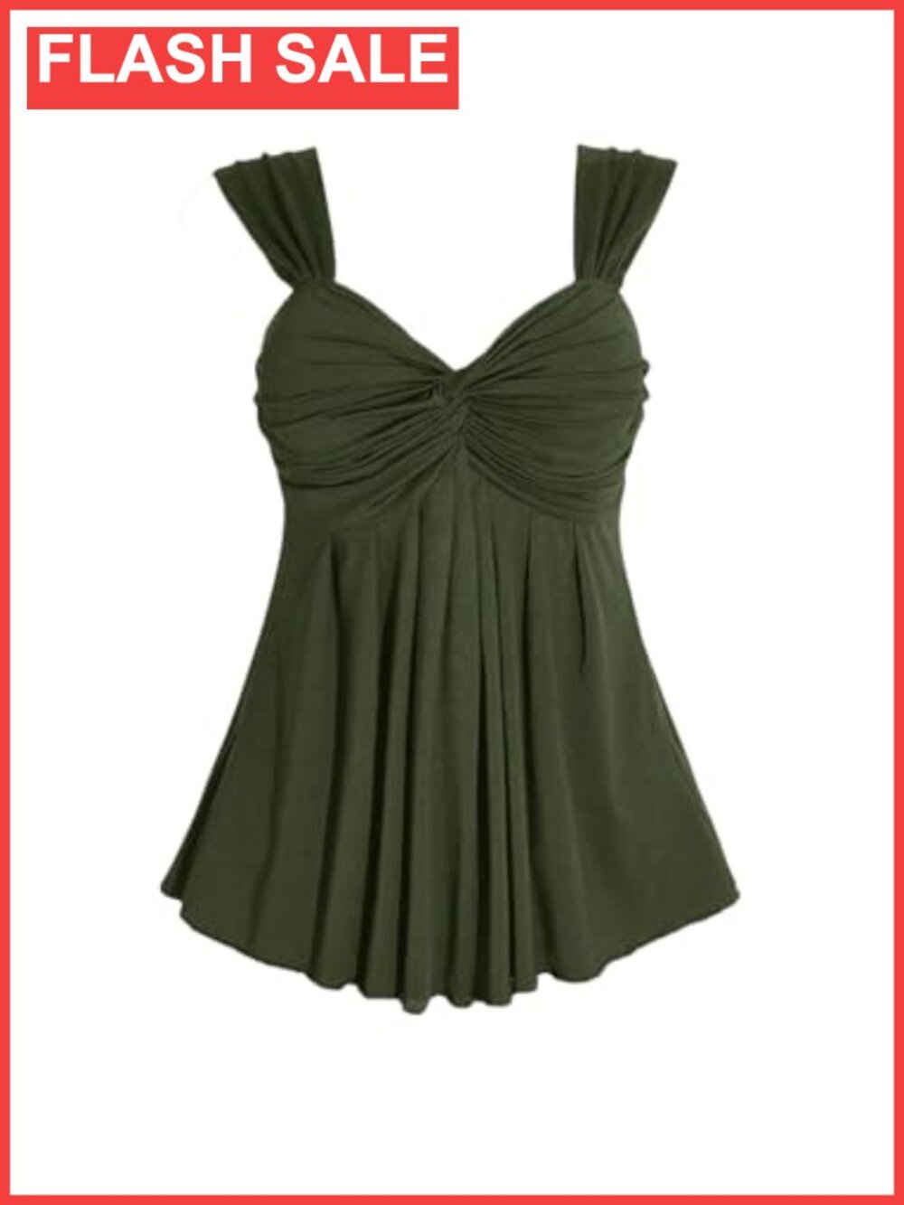 Plus Size Babydoll Twist Front Ruched Sleeveless Peplum Top